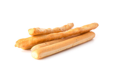 Tasty Italian Grissini isolated on white background