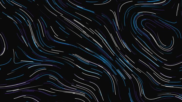 Abstract line background with animation of morphing shapes as topographic map.  