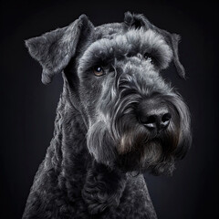 Kerry Blue Terrier as studio animal portrait (Generative AI)