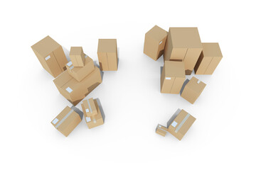 Digitally generated image of cardboard boxes