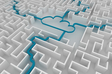 High angle view of cloud computing with maze