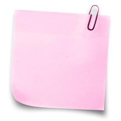 Pink sticky note with paper clip