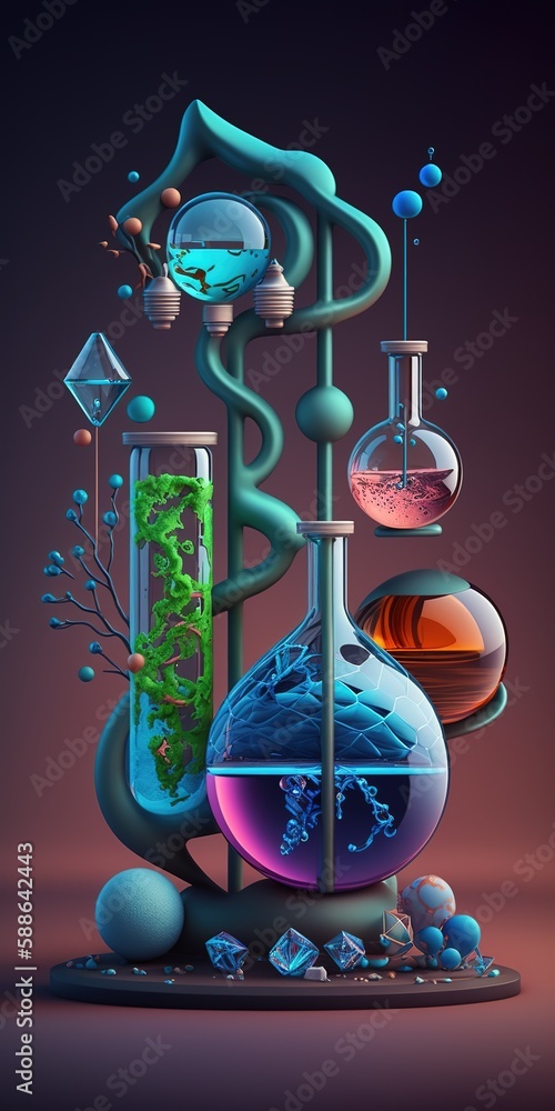 Poster decoration for the international day of science using test tubes generative ai
