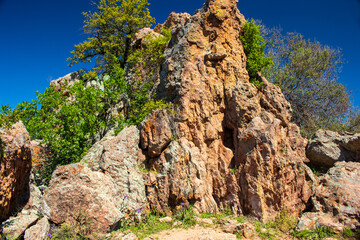 A beaturuld Gneiss rock formation dislplays thousands of years of erosion and fossils embeded in...