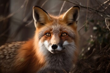 Obraz premium red fox in the wild. Generative ai