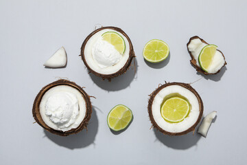 Summer dessert - ice cream, ice cream with coconut
