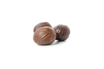 Shea nuts for making shea butter isolated on white background