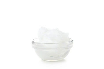 Bowl with Shea butter isolated on white background