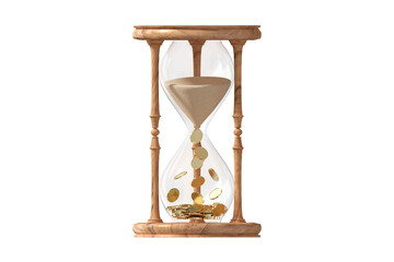 Hourglass with sand and coins