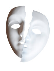 white mask cut in half, png