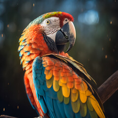 Obraz premium Portrait Macaw Parrot - Endangered Species Theme - Generative AI