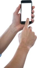 Foto auf Alu-Dibond Cropped hand using mobile phone © vectorfusionart
