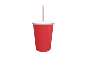 Red cup over white background