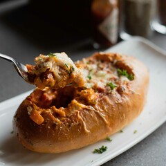 Baked Lasagne in bun or bread