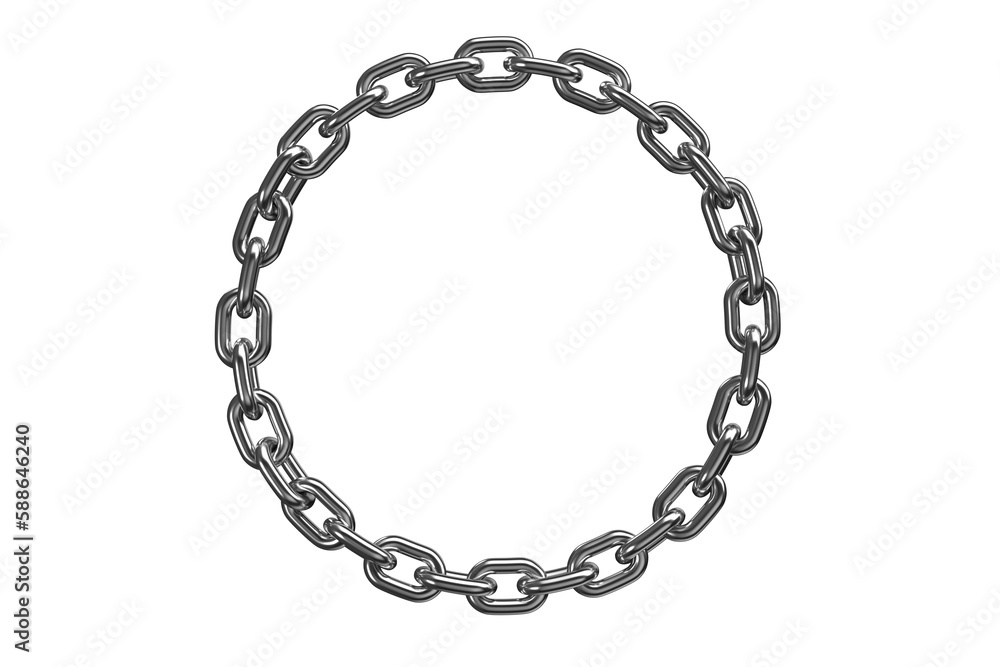 Poster 3d image of circular metallic chain