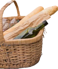 Fototapeten Picnic of wine and baguettes © vectorfusionart