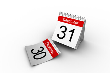 Desk calendar showing 31st of December