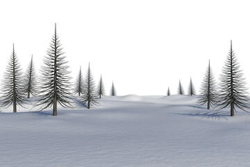 White snowy landscape with dead trees