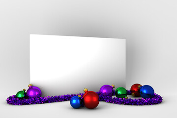 Poster with colourful christmas decorations