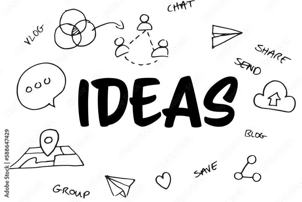 Poster ideas text surrounded by various vector icons