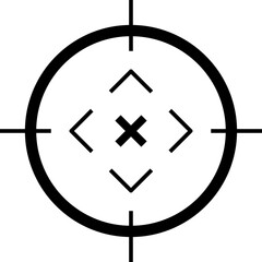 Fototapeta premium Crosshair gun sight vector icons set. Bullseye, target or aim symbol. Futuristic aim pointer. Military rifle scope, shooting mark sign. Targeting, aiming. Archery, hunting vector. Game UI element.