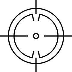 Crosshair gun sight vector icons set. Bullseye, target or aim symbol. Futuristic aim pointer. Military rifle scope, shooting mark sign. Targeting, aiming. Archery, hunting vector. Game UI element.