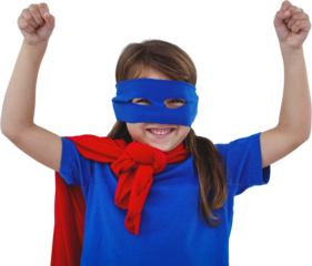 Masked girl pretending to be superhero