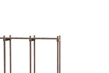 Wooden post over white background