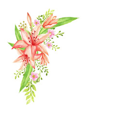 Watercolor Lily Bouquet