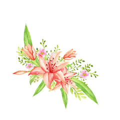 Watercolor Lily Bouquet