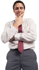 Thoughtful businessman with hand on chin