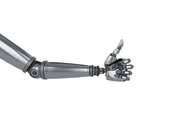 Chrome robot hand with hand gesture