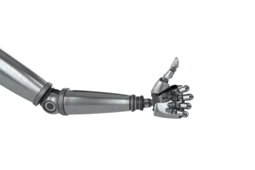 Fotobehang Chrome robot hand with hand gesture © vectorfusionart