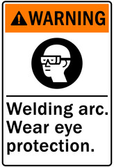 Welding hazard sign and labels