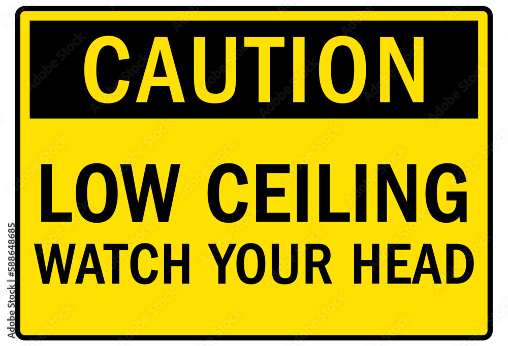 Wall mural Watch your head warning sign and labels low ceiling