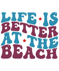 Retro Beach T-shirt Design, Wavy Vector