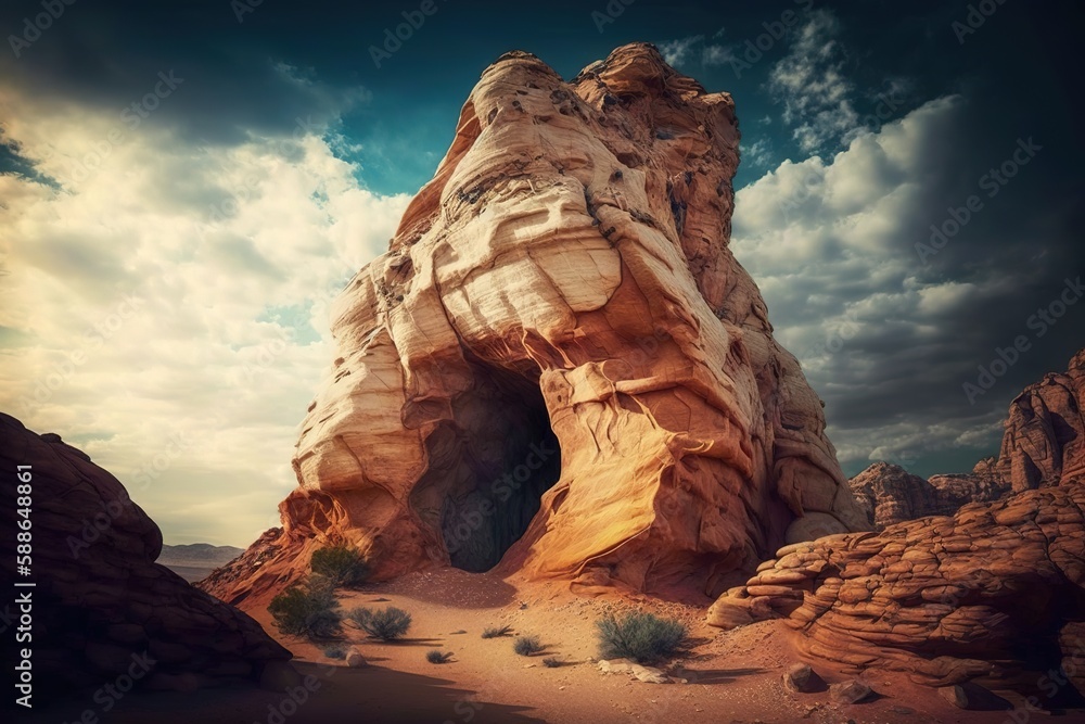 Poster capturing the stunning rock structure vertically generative ai