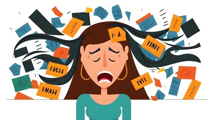woman stressed about money. surrounded by money, credit card, debt.