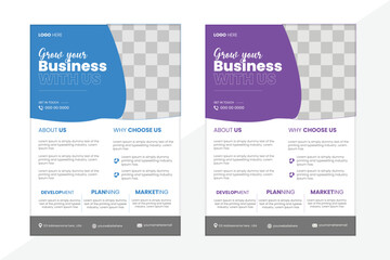 Corporate business flyer template design set with blue, a4 flyer design template for print, 
poster flyer pamphlet brochure cover design layout, marketing, business proposal, promotion, advertise.