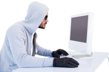 Serious burglar hacking into laptop