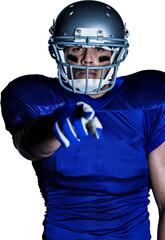 Portrait of American football player pointing