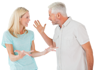 Unhappy couple having an argument 