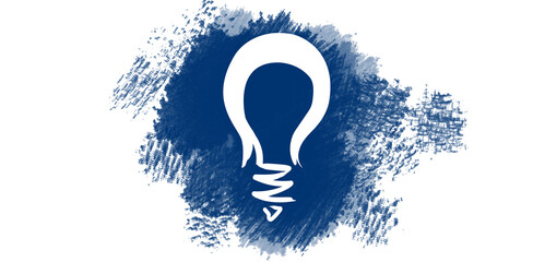 Digital composite image of light bulb on blue spray paint