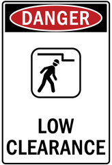 Watch your head warning sign and labels low clearance