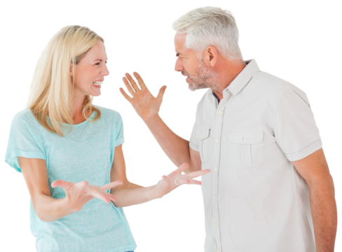 Unhappy couple having an argument