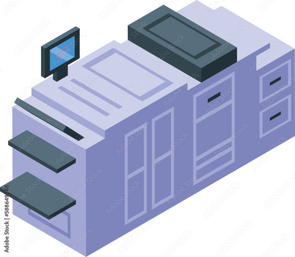Wall mural Printing machine icon isometric vector. Book publication. Open dictionary - Wall murals