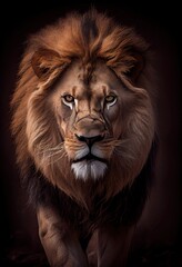 Fototapeta na wymiar Lion with a fierce expression, ready to defend its pride, generative ai