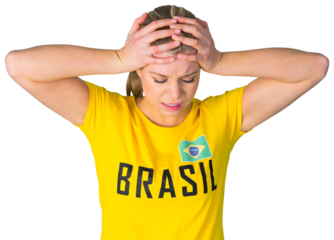 Disappointed football fan in brasil tshirt