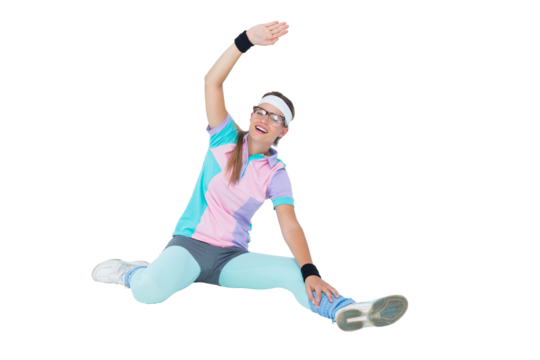 Geeky hipster posing in sportswear 