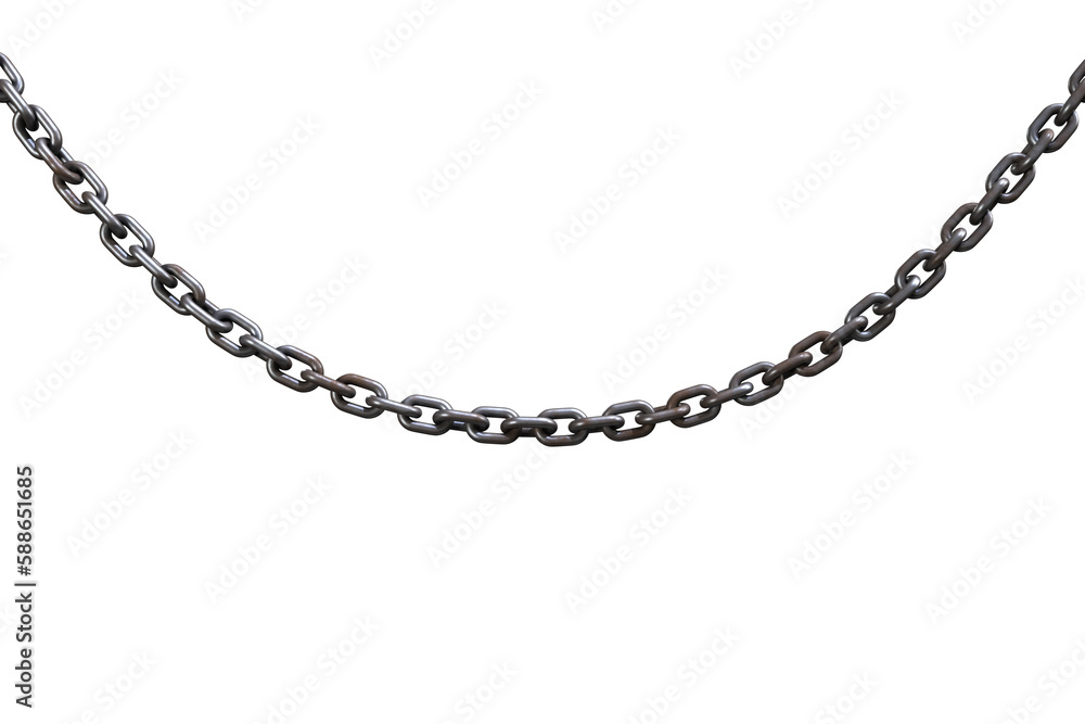 Poster 3d image of linked metallic chain